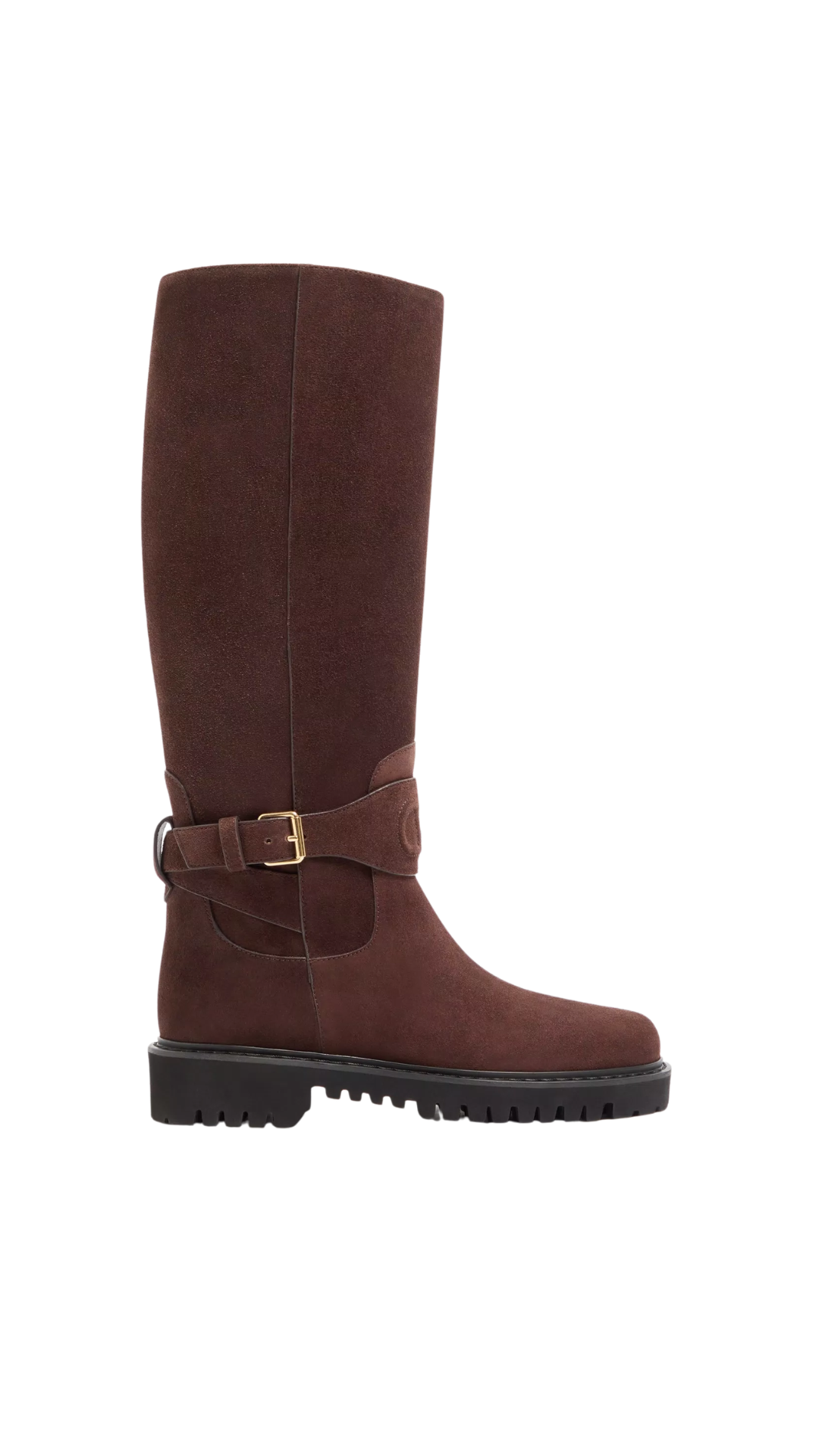 VLogo Suede Knee-High Boots in Brown