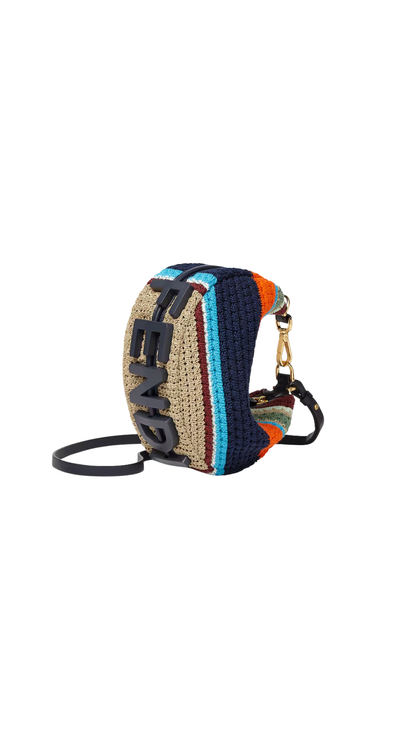 Fendigraphy Mini Multicolor Raffia-Effect Material and Cotton Crochet Mini-Bag