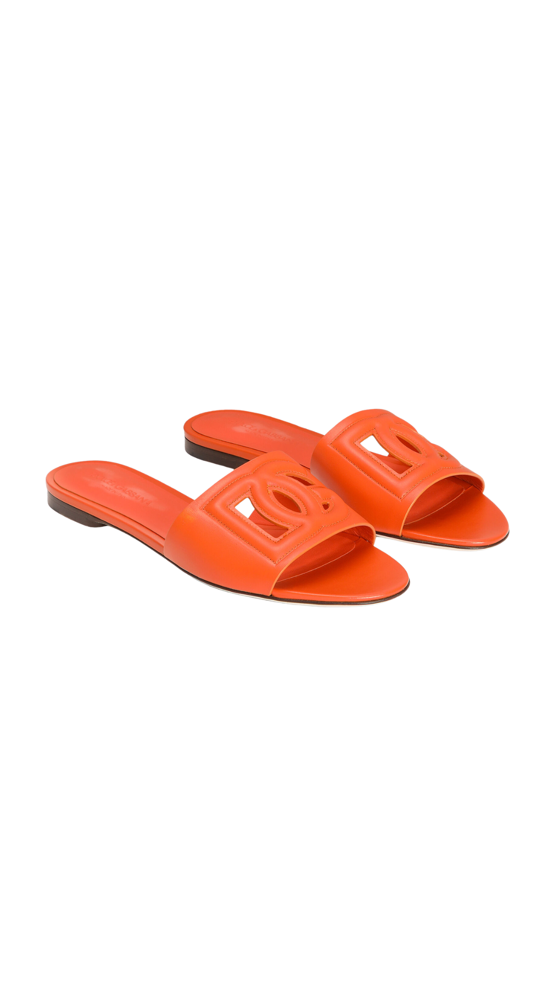 Calfskin Sliders with DG Logo in Orange