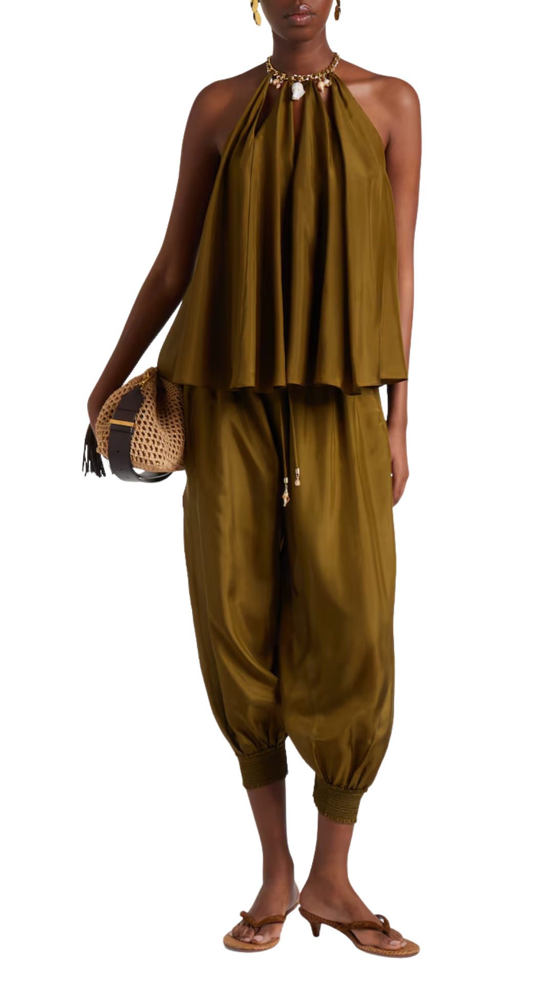 Mahon Silk Harem Pants in Green
