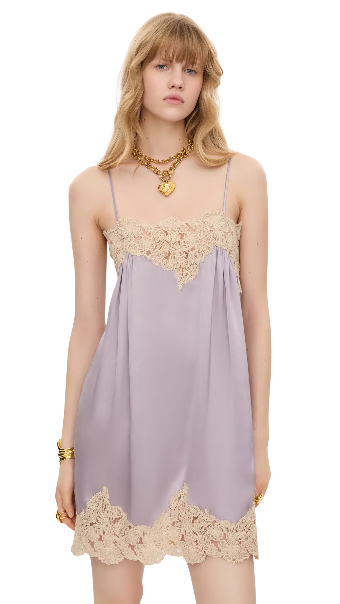 Thin-Strap Mini Dress in Washed Silk Satin