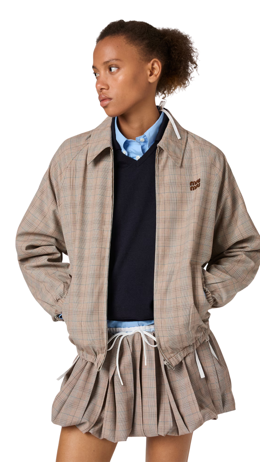 Prince of Wales Checked Blouson Jacket in Tobacco