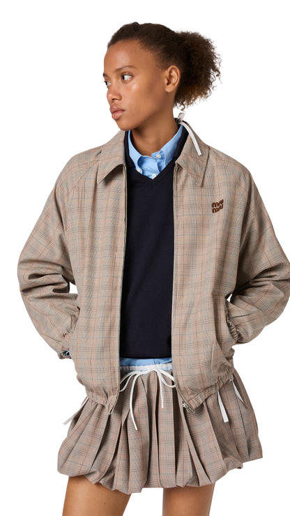Prince of Wales Checked Blouson Jacket in Tobacco