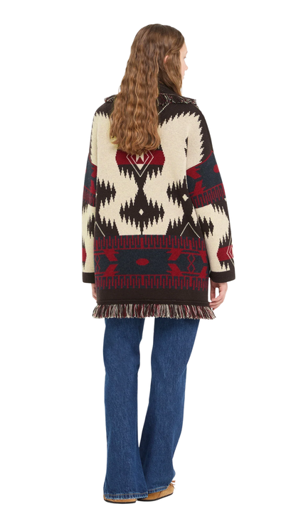 Icon Jacquard Cardigan in Canvas/Coffee