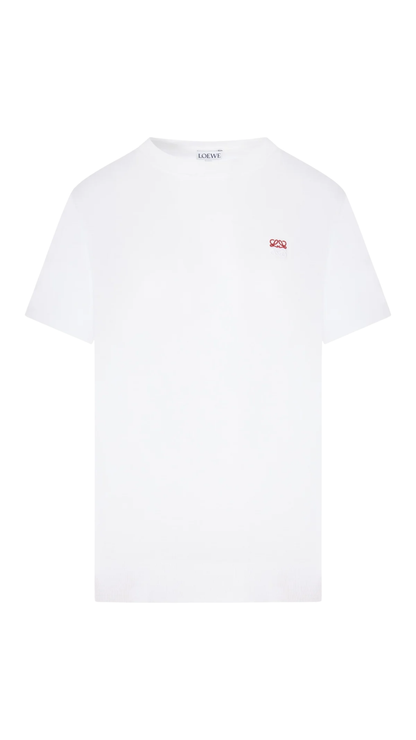 T-Shirt with Embroidered Anagram Logo in White