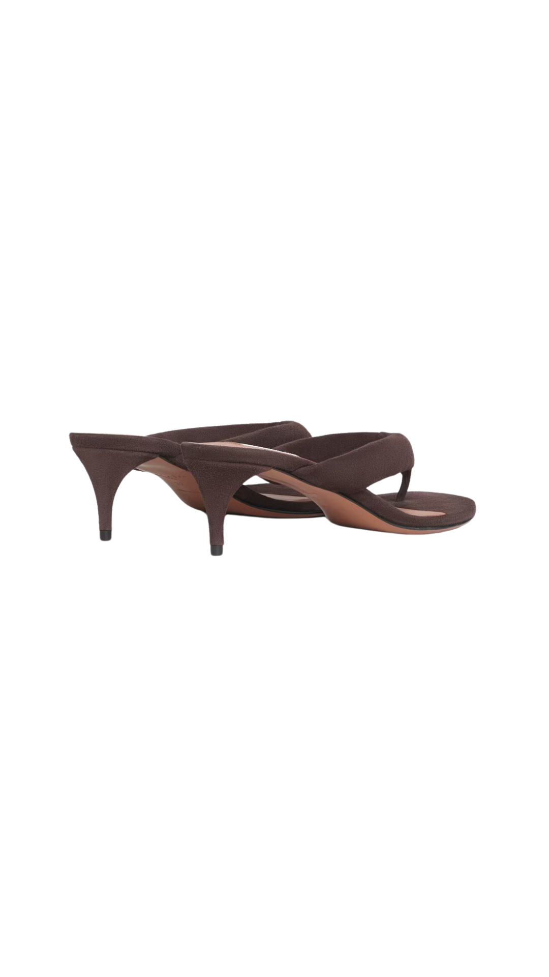Heel Thong Mules in Dark Brown Suede