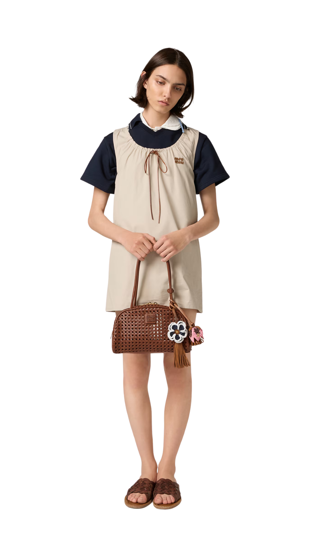 Beau Woven Leather Bag in Oak