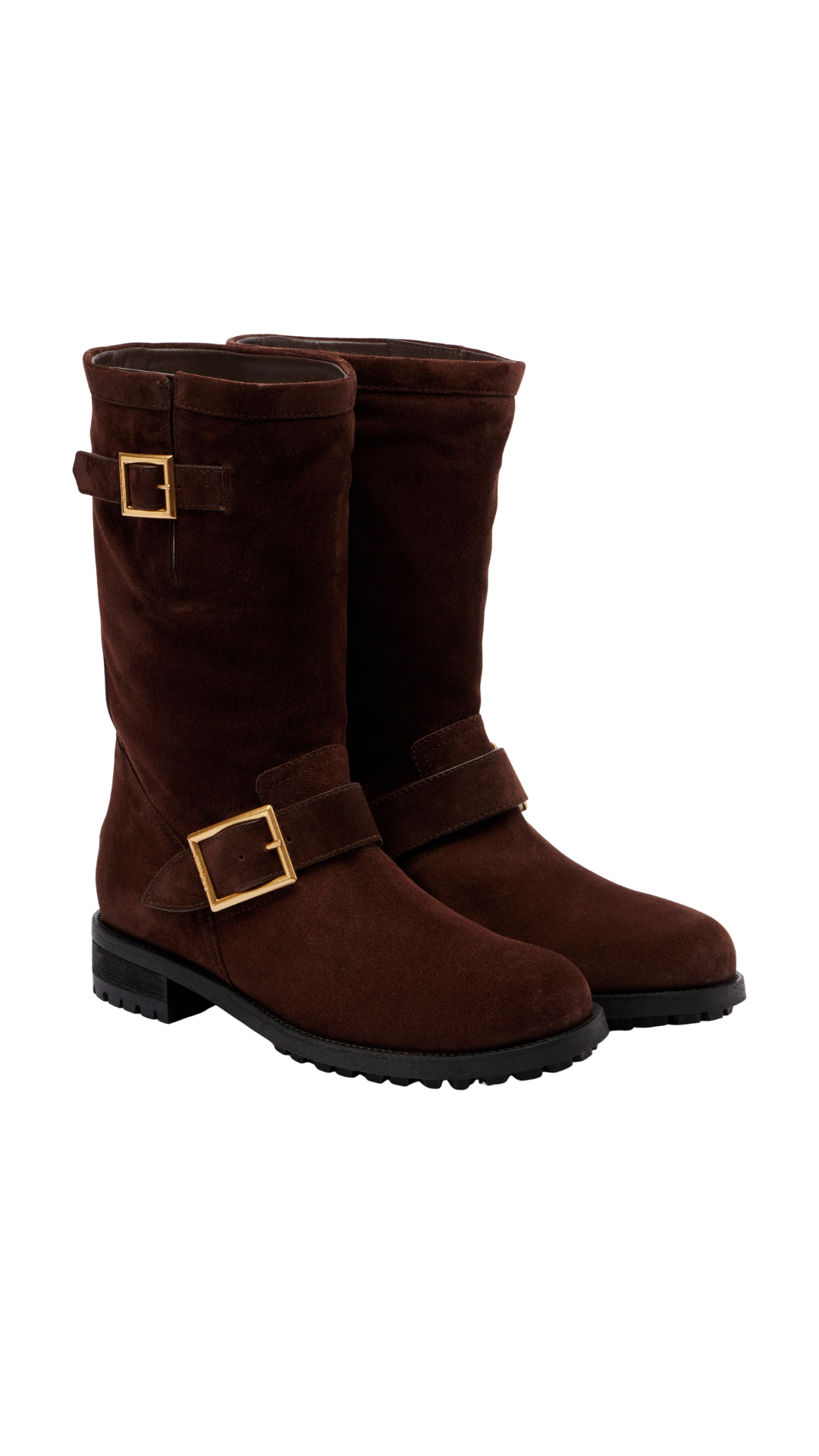 Biker Mid in Chocolate Velvet Suede Ankle Boots