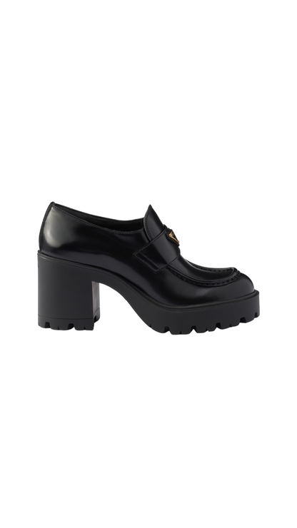 Brushed Leather Loafers in Black