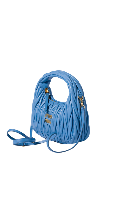 Wander Matelassé Nappa Leather Hobo Bag in Wave Blue