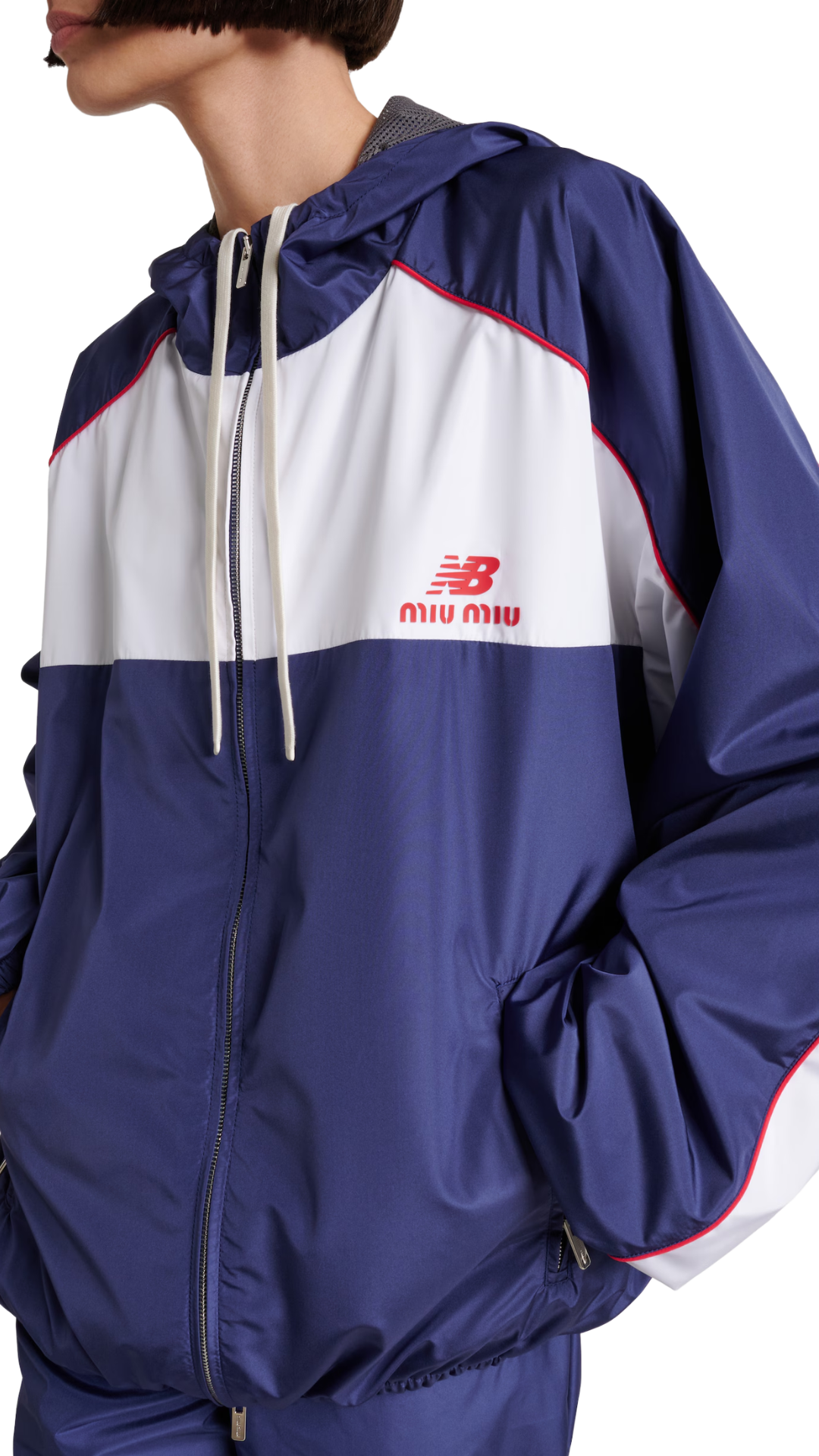 Miu Miu x New Balance Poplin Track Jacket in Blue