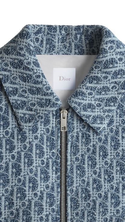 Dioriviera Zipped Jacket Blue Spongy Dior Oblique Double-Faced Cotton-Blend Tweed