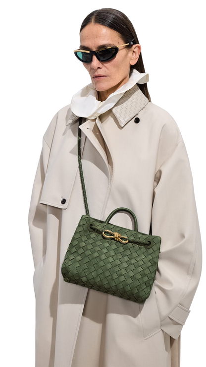Small Andiamo in Green Tweed Intrecciato Suede