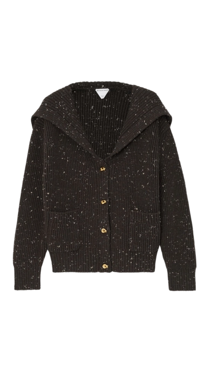 Wool English Rib Cardigan in Fondant