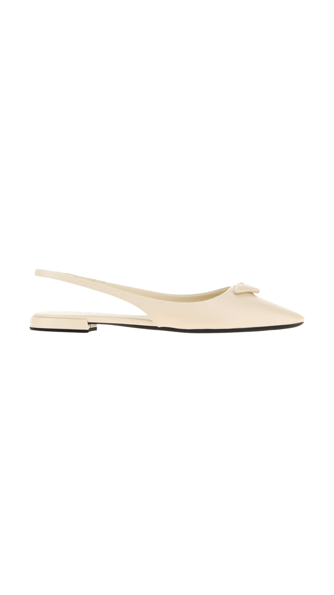 Brushed Leather Ballerina Slingbacks in Ivory