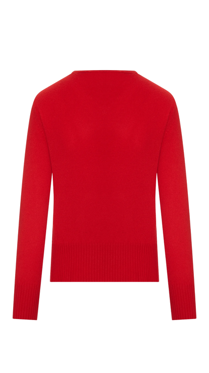 Cashmere V-Neck Sweater in Red