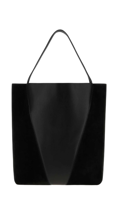 Spin Panelled Tote Bag in Black Ovine Leather