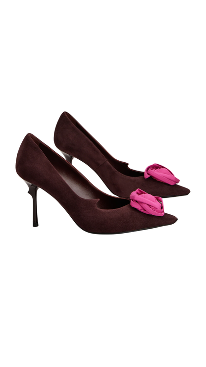 Rose Vivier Pumps in Burgundy Suede