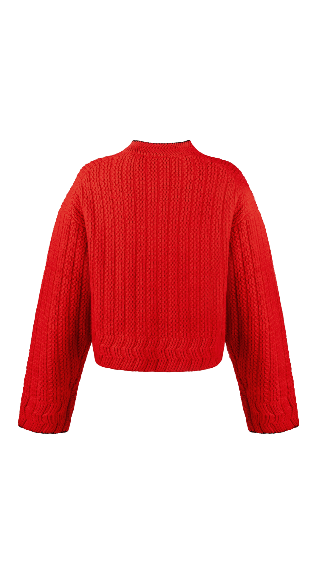 Short Wool and Cashmere Knitted Logo Cardigan in Red