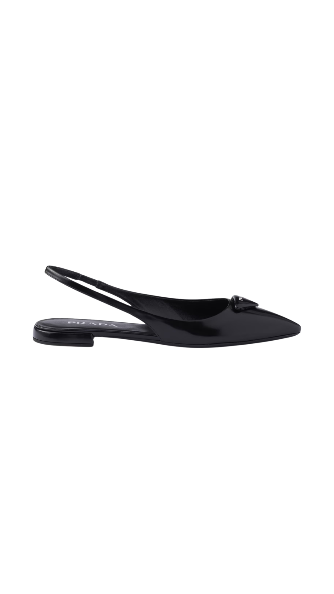 Brushed Leather Ballerina Slingbacks in Black