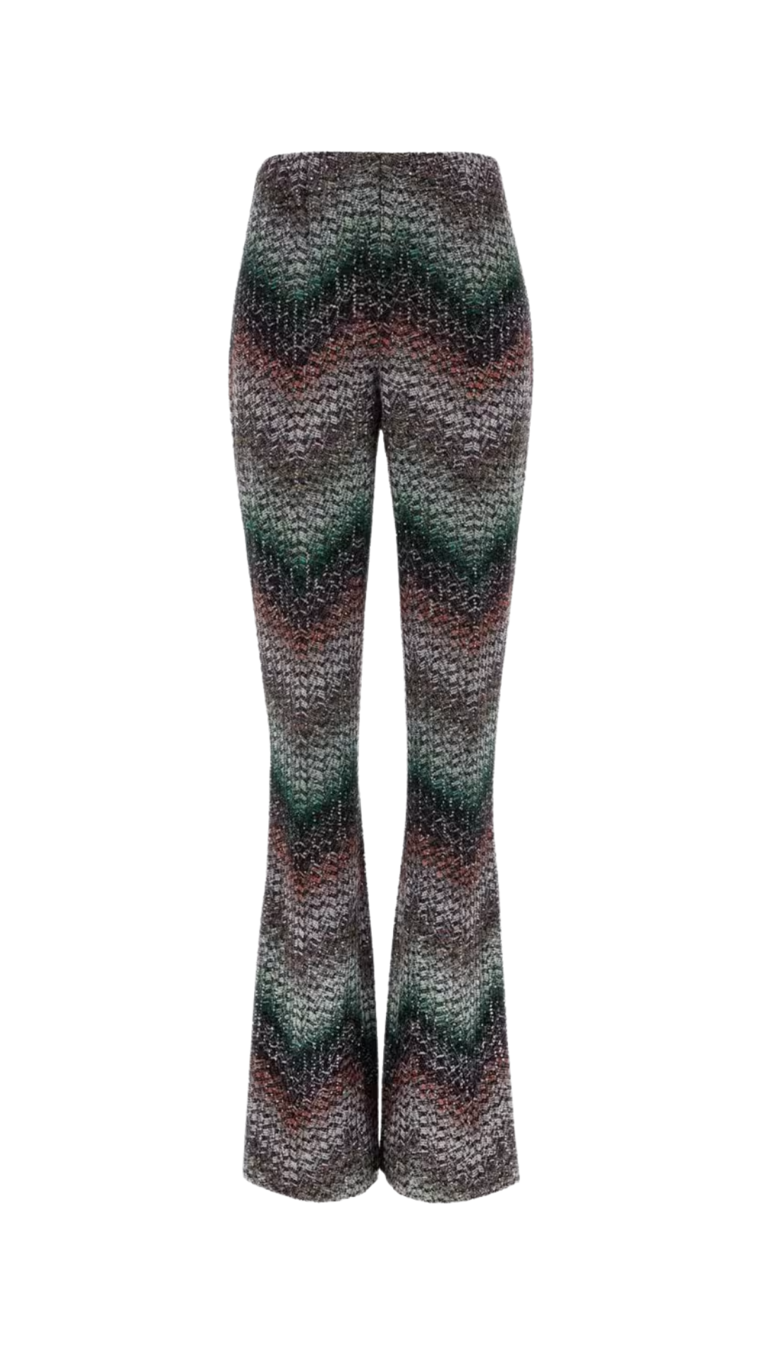 Multi-Technique Mixed Viscose Lamé Flared Trousers in Multicoloured