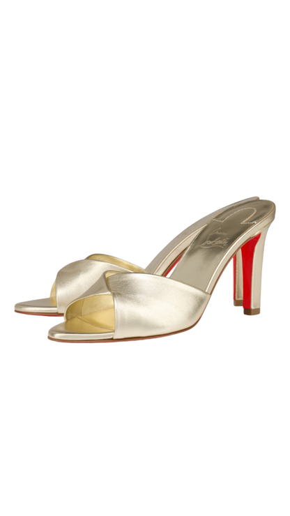 Fanny Slide 85 mm Mules - Laminated Lamb Nappa Leather - Platine
