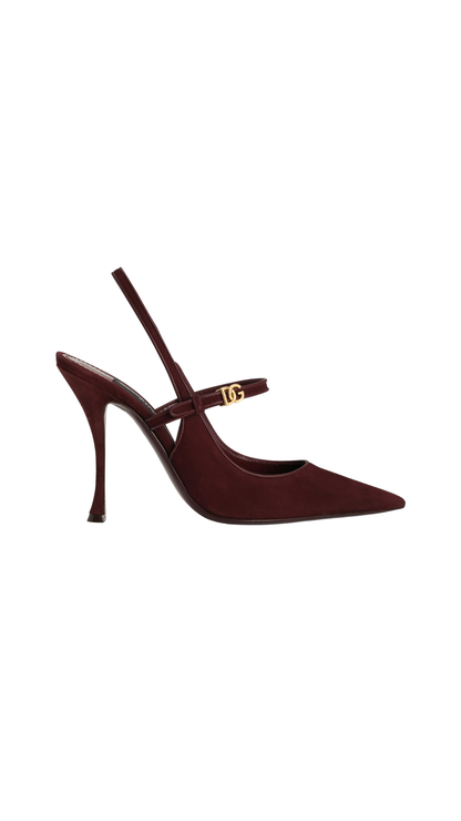 Suede Slingback Suede and Nappa Leather Slingback in Burgundy
