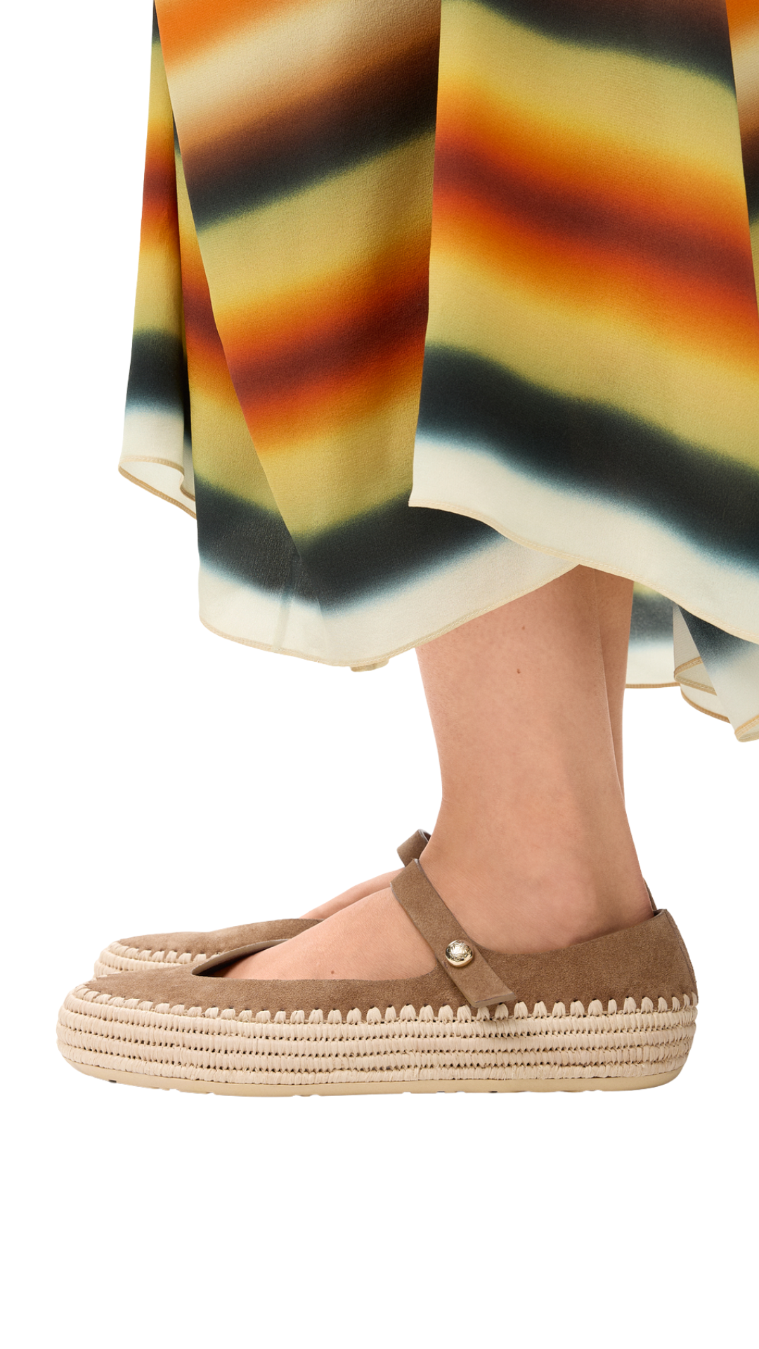 Rio Mary-Jane in Dark Beige Suede and Raffia