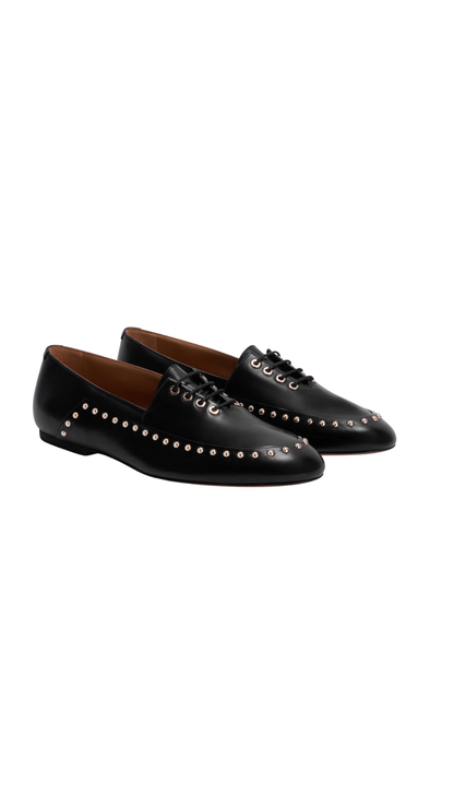 Elyss Loafer Round-Toe Leather Loafer with Studs on Upper