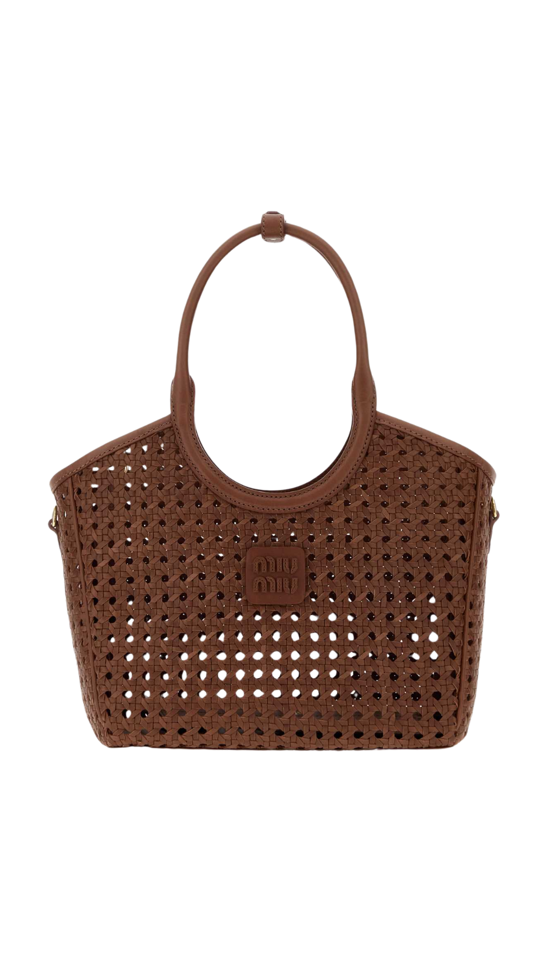 Woven Leather Tote Bag in Brown