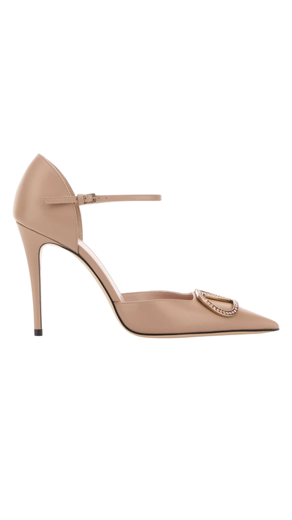 VLogo Signature D'Orsay in Rose Cannelle Patent Leather Pumps 100Mm