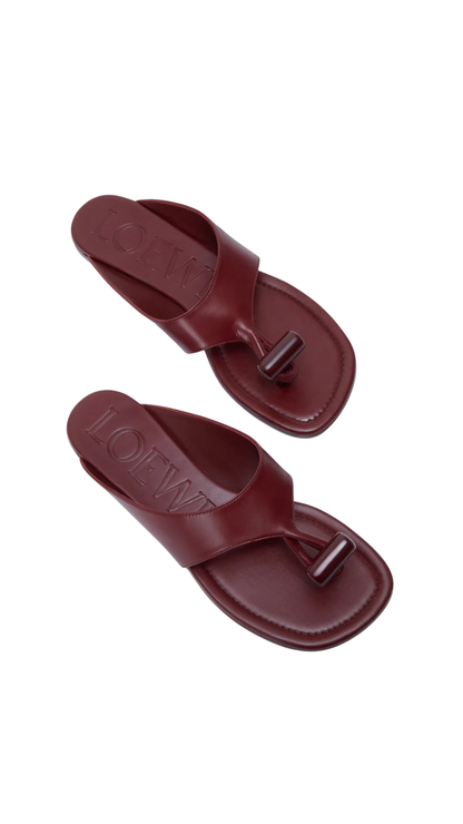 Toggle Flat Sandal in Burnt Red Shiny Smoot Calfskin