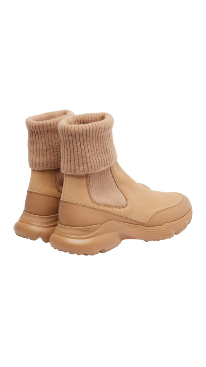 Leather Chelsea Boots in Beige