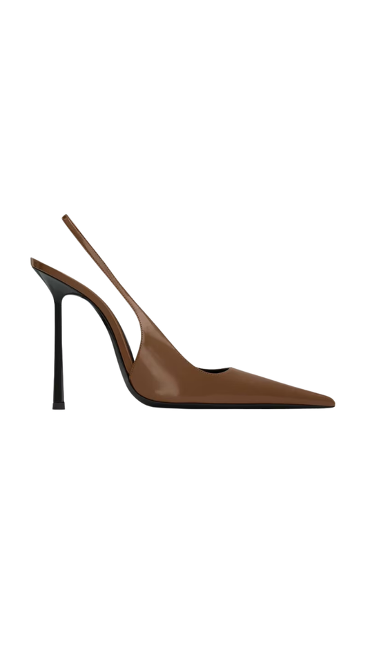Vendome Slingback Pumps In Soil Brown Glazed Leather