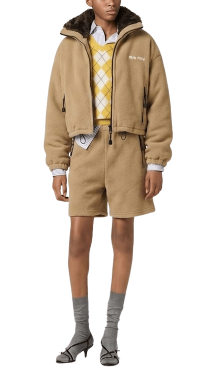 Fleece Down Jacket in Camel Brown