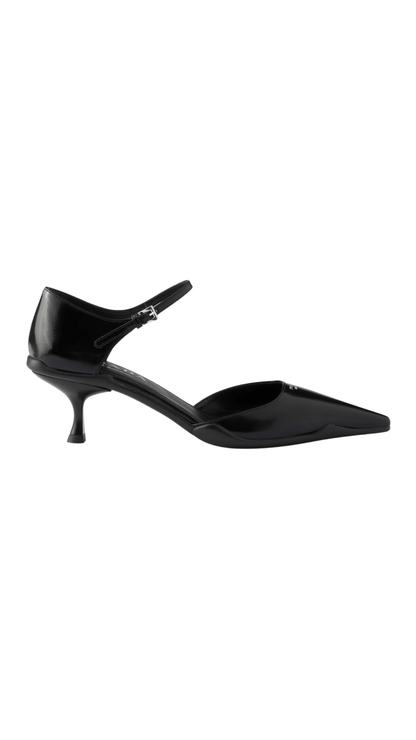 Brushed Leather D'Orsay Pumps in Black