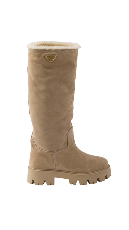 Suede Boots in Desert Beige