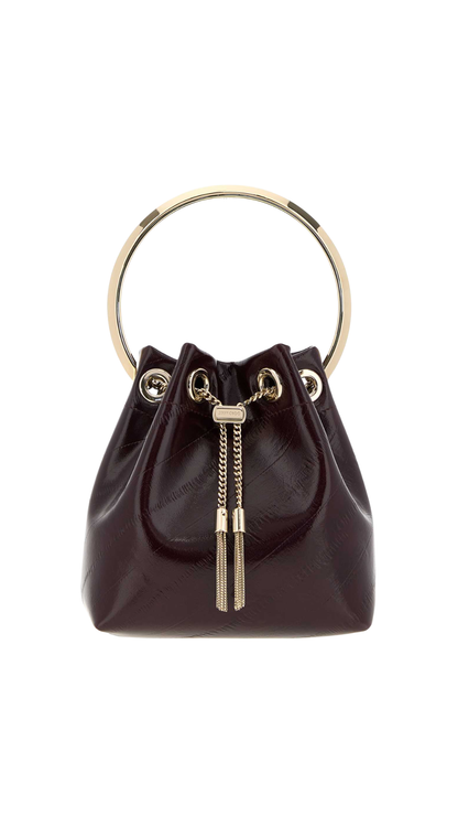 Bon Bon in Deep Merlot Biker Leather Bag With Pearl Closure
