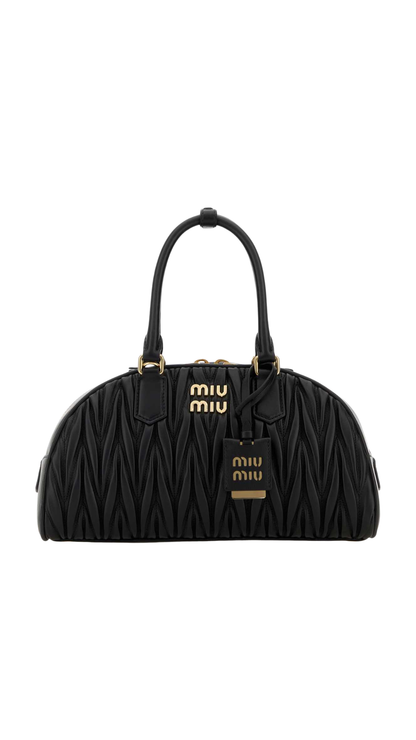 Arcadie Matelassé Nappa Leather Bag in Black