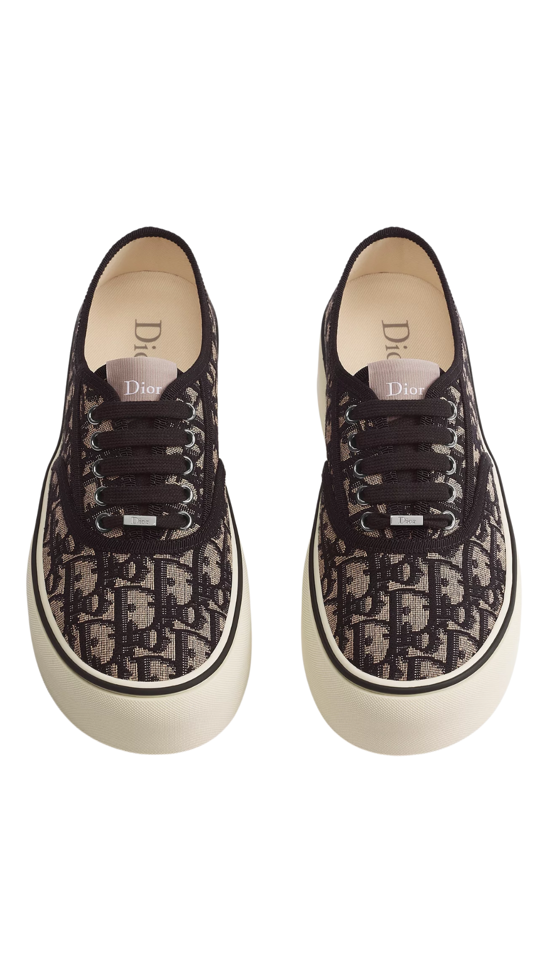 Dior Saltwind Platform Sneaker in Beige and Blue Dior Oblique Embroidered Cotton