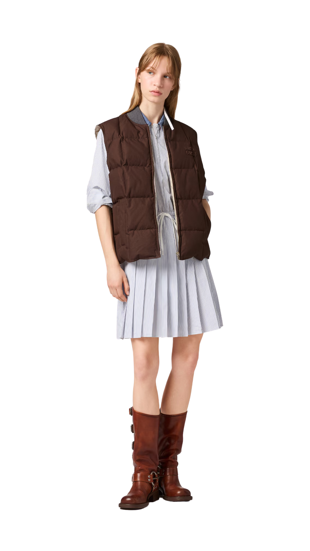 Gabardine Down Vest in Ebony