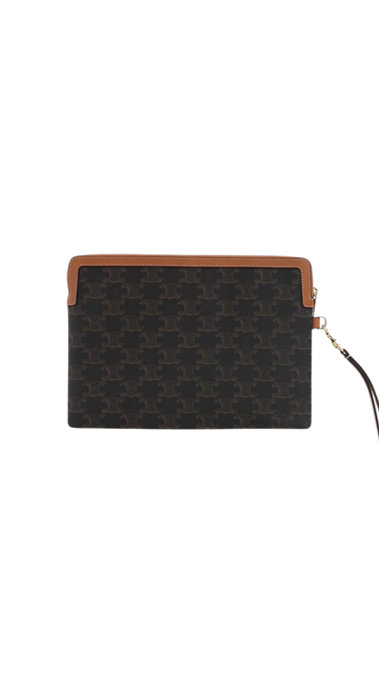 Pouch with Strap Cuir Triomphe in Triomphe Canvas and Calfskin