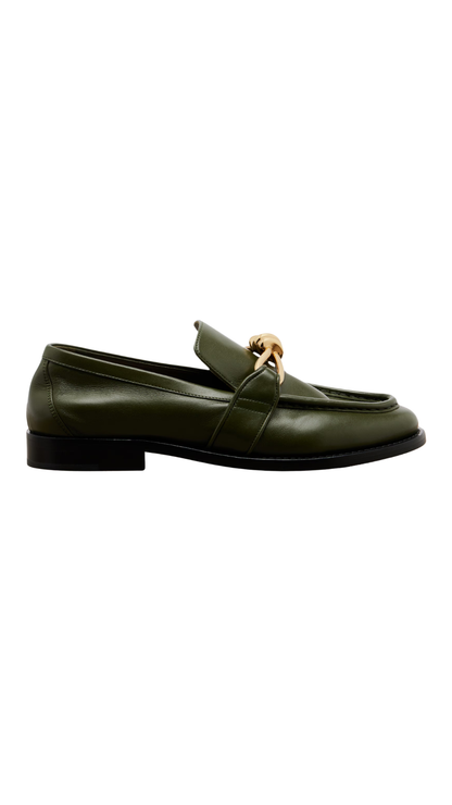 Astaire Knot Leather Loafers in Green