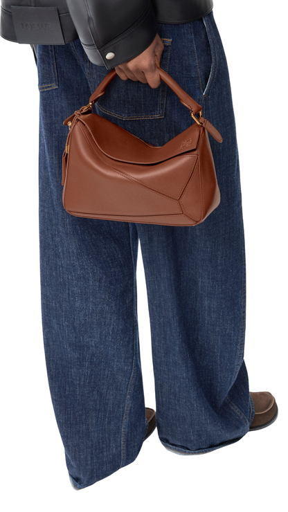 Small Featherlight Puzzle Bag in Pecan Nappa Lambskin