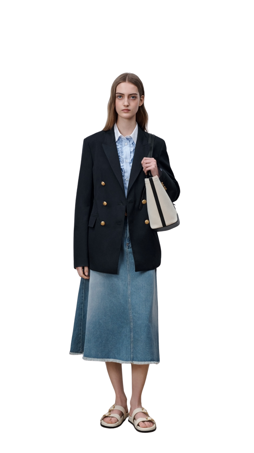 Médaillon Bar Jacket in Navy Blue Water-Resistant Cotton and Silk Gabardine