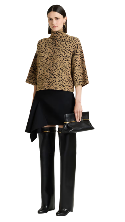 Shark Pinch Over-the-Knee Boots in Black Leather