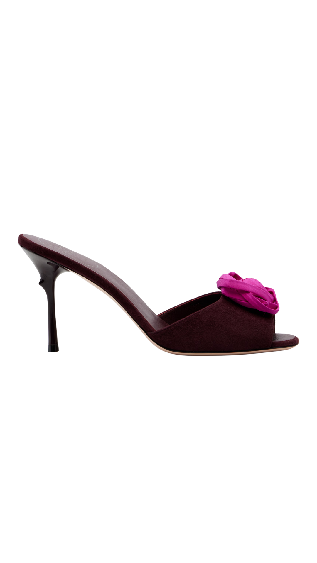 Rose Vivier Suede Mules in Burgundy