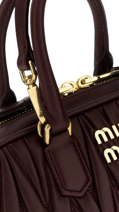 Arcadie Matelassé in Burguendy Nappa Leather Mini-Bag