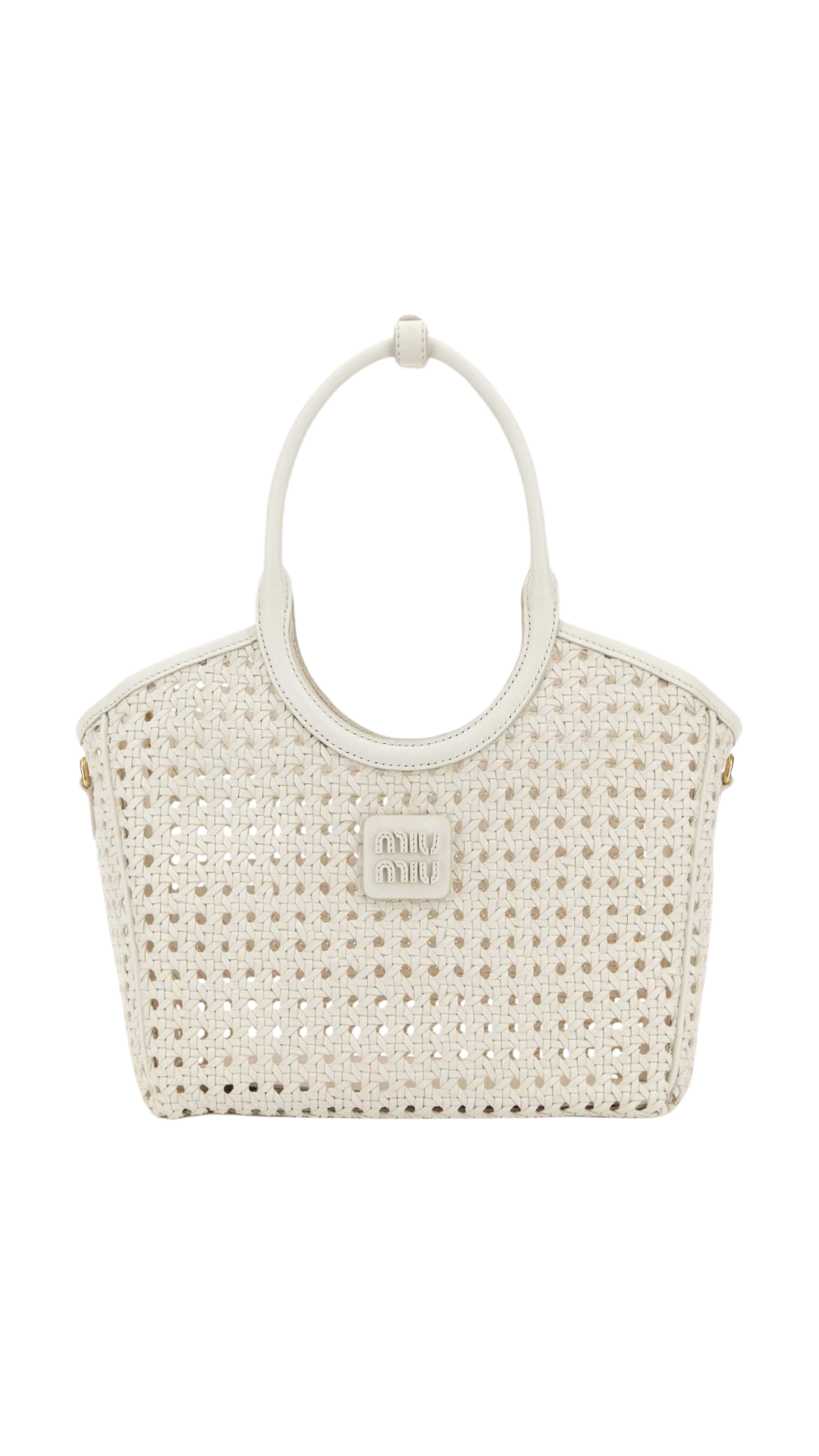 Woven Leather Tote Bag in White