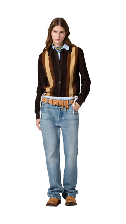 Five-Pocket Washed Denim Jeans in Sapphire Blue